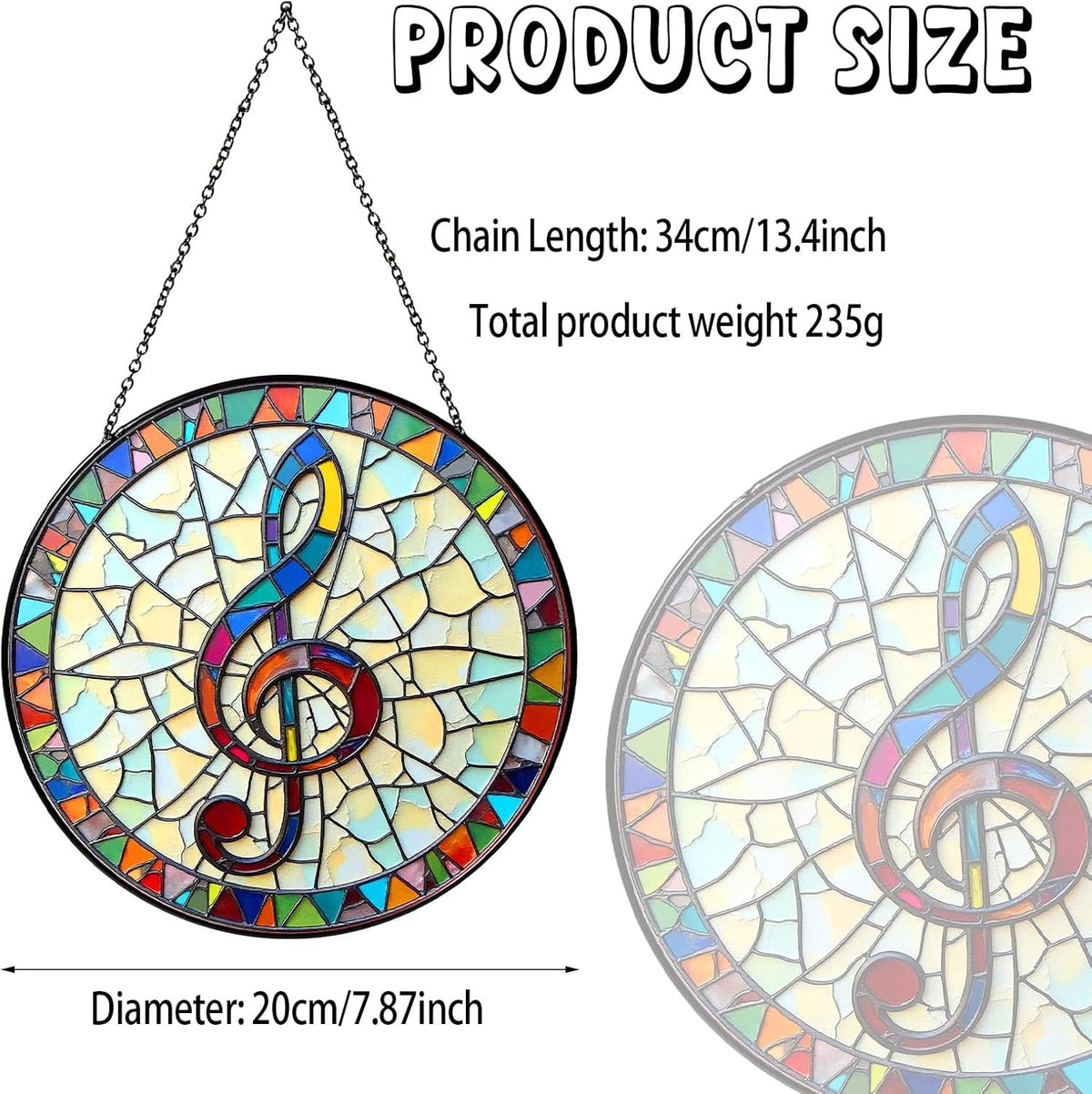 Musical Stained Glass Window Hanging Music Design Sun Catcher Musician Decor Music Teacher Gifts