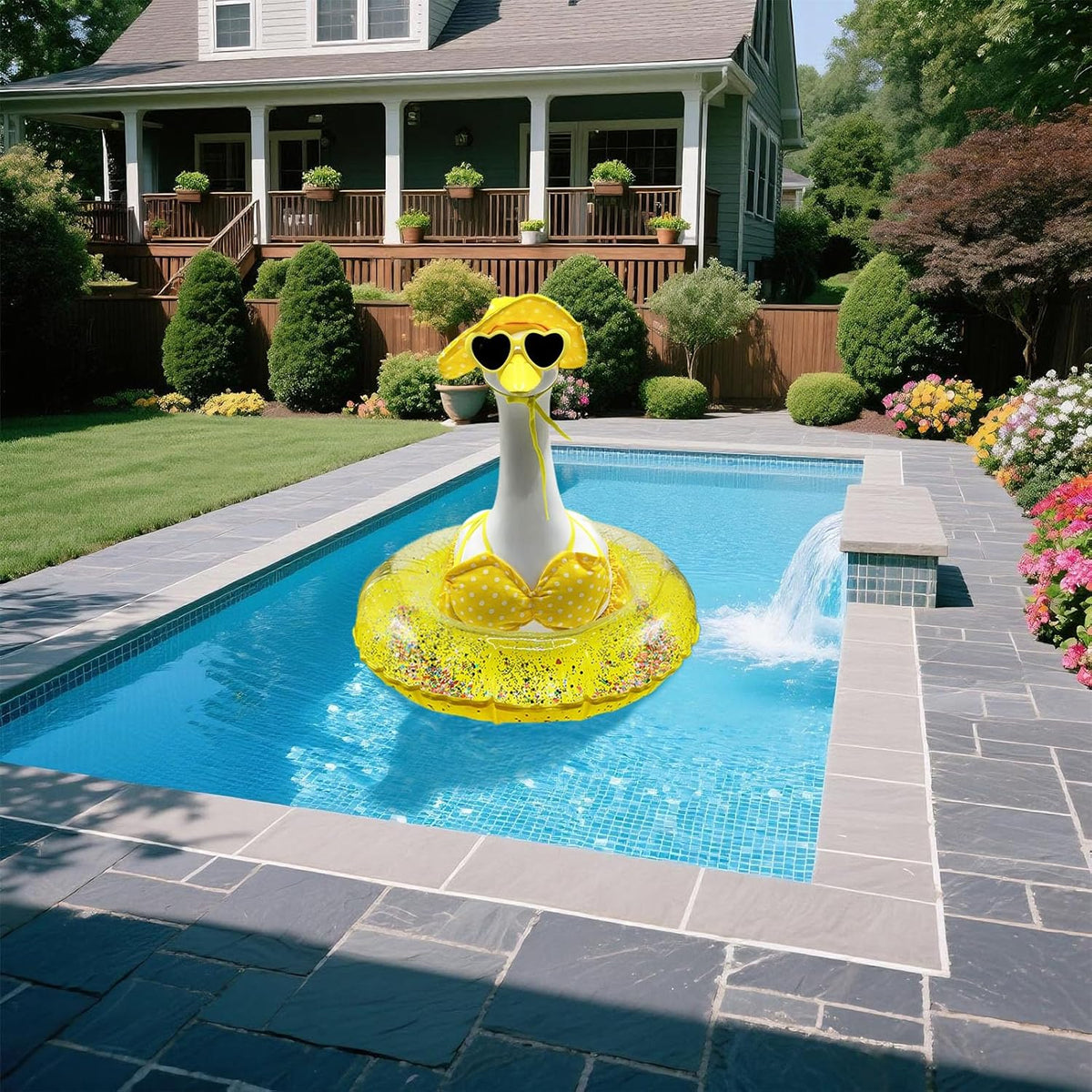 Hawaiian Goose Clothes & Bikini Goose Clothes (4pec) - Fits Large 23" H Statue - Outdoor Garden