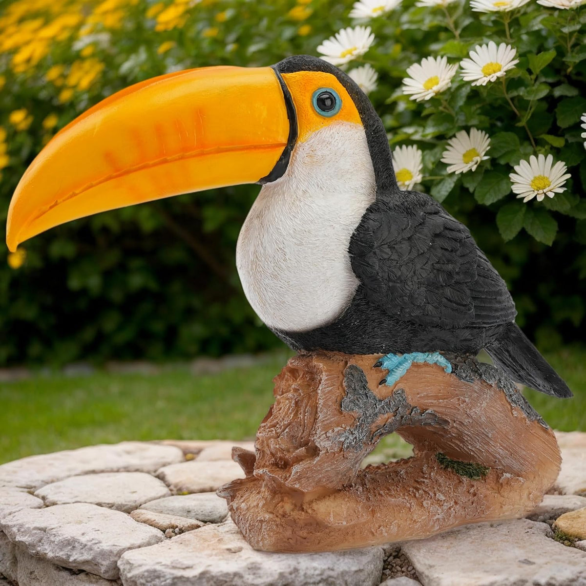 Real Toucan Statue, Vibrant Colorful Outdoor Bird Decor - 14.2" Resin Animal Sculpture,Waterproof &