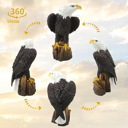 Garden Sculpture Hand-Painted Bald EagleResin Statue 14.2 Inch Tall with Stump Base Realistic