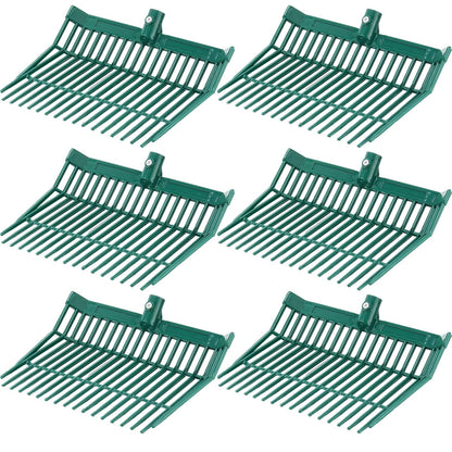 WILLBOND 6 Pcs Manure Fork Head 18 Tines Pitch Fork Head with Screws and Nuts Durable Stable ABS