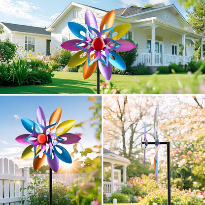 Wind Spinners Outdoor Garden Decor, 13 Inches Metal Windmill Yard Decorations Outdoor, Wind