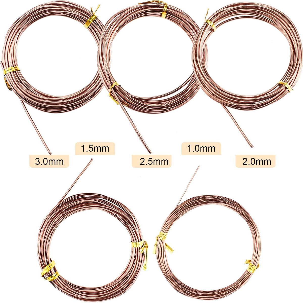 Hotop 10 Rolls Bonsai Wires Anodized Aluminum Bonsai Training Wire in 5 Sizes - 1.0 mm, 1.5 mm, 2.0