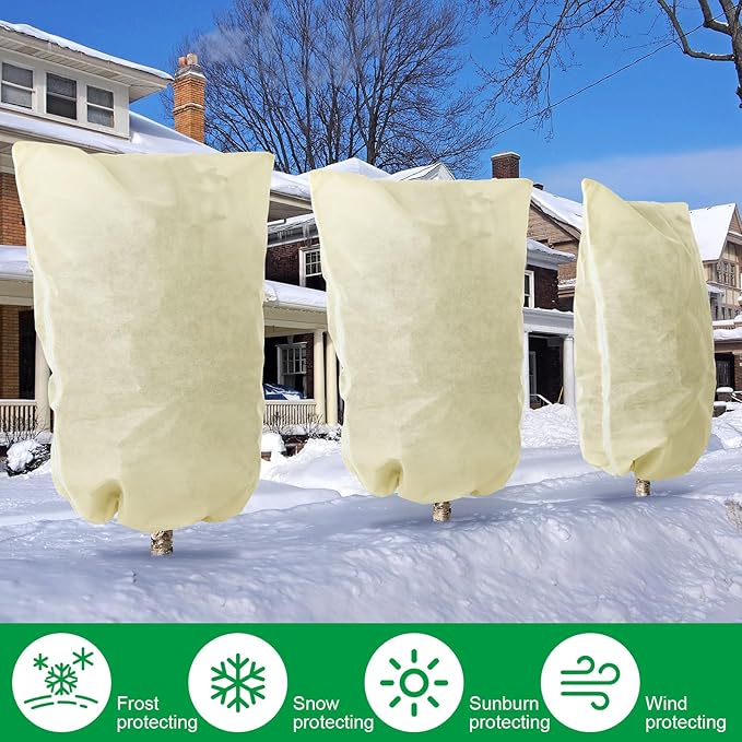 Plant Covers Freeze Protection 10 x 10 ft Extra Large Frost Cloth Plant Covers with Zipper