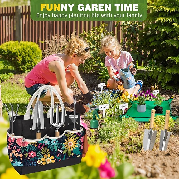 22Pcs Gardening Tools Set for Women Heavy Duty Garden Hand Tool Kit Gardener Gifts for Beginner
