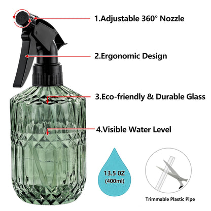KCKHFA Glass Plant Misters for Inside, 13.5 oz Mister Spray Bottle for Plants, Spring Gardening
