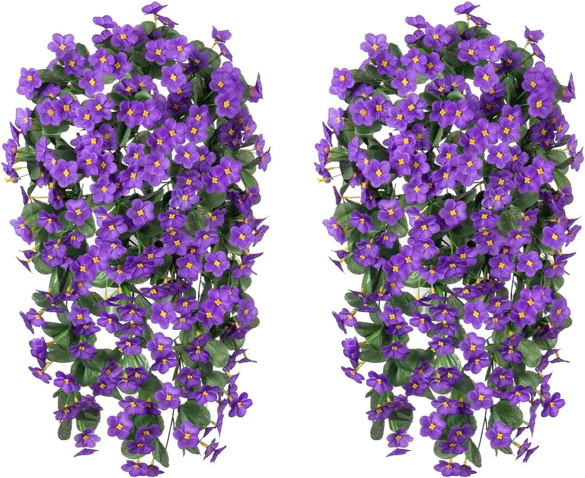 HyeFlora Artificial Faux Hanging Plants Flowers Vines for Outdoor Outside Fall Decoration, 2PCS