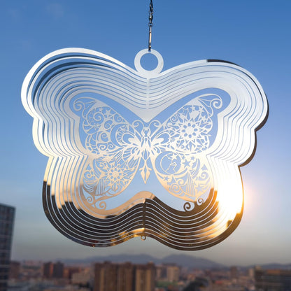 Wind Spinners Outdoor, 3D Butterfly Hanging Wind Spinners, 12 inches, Kinetic, Stainless-Steel
