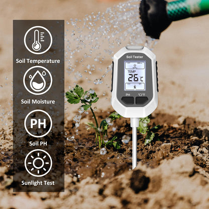 YAMRON 4-in-1 Soil Moisture Meter Digital Plant Temperature/Soil Moisture/pH Meter/Sunlight