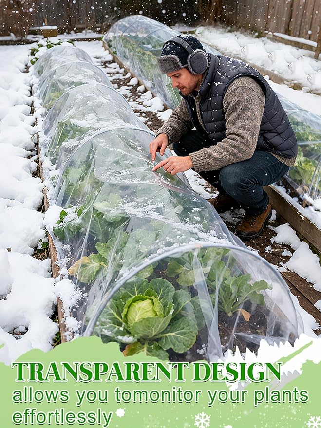 Alphatool Greenhouse Cover Plastic Sheeting - 12 x 25 ft Plant Covers Freeze Protection, Frost