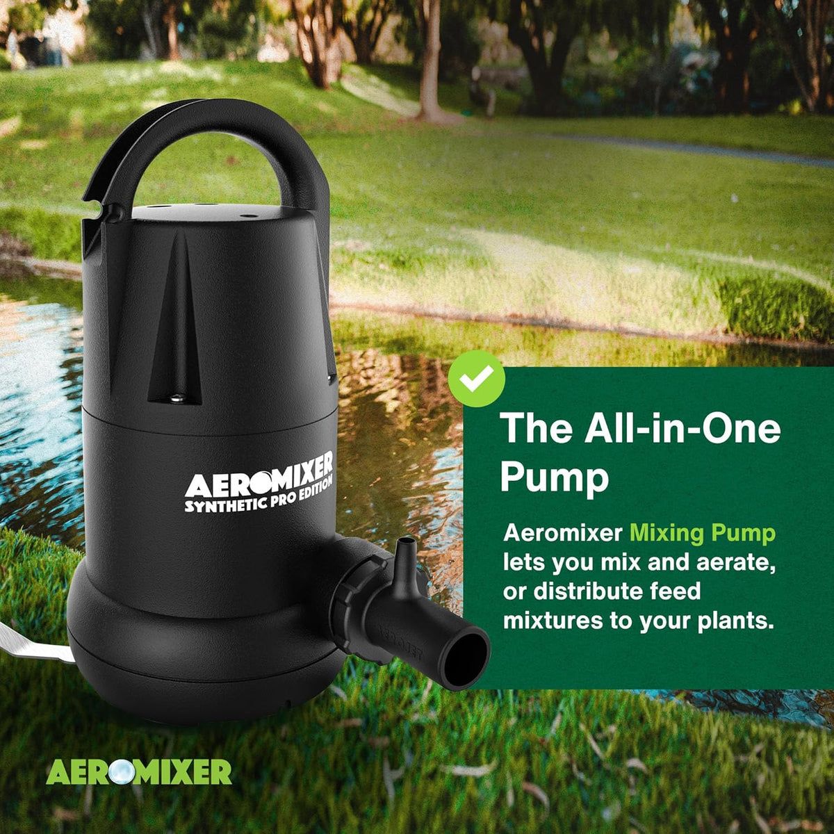 Aeromixer Synthetic 3/4 HP Submersible Mixing + Aerating Pump - Submersible Water Pump for Nutrient