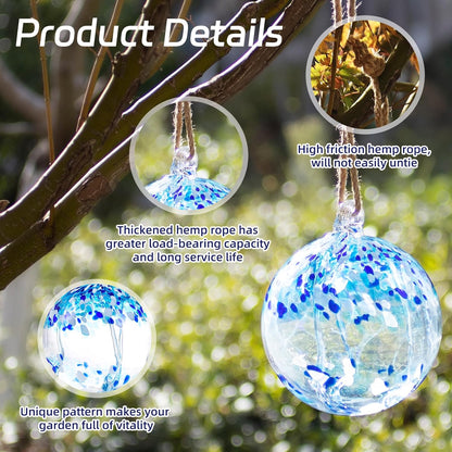 VOREEN 6" Hanging Glass Garden Gazing Ball Hand Blown Glass Witch Ball Christmas Ornament