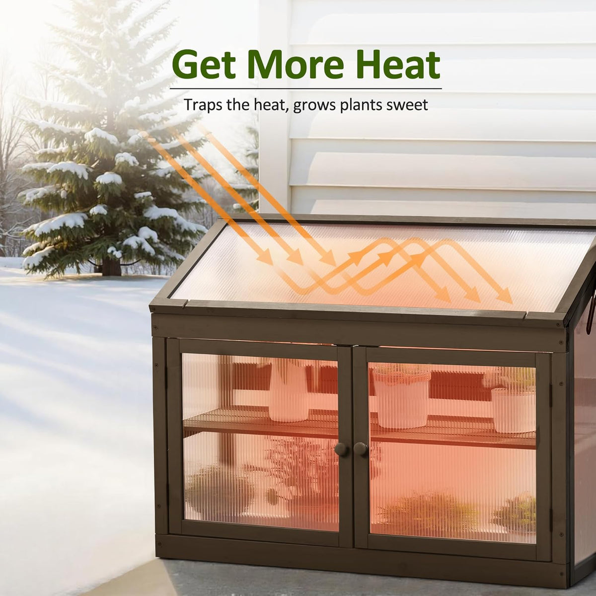 MCombo 2-Tier Wooden Cold Frame Garden Greenhouse Raised Flower Planter Shelf Bed Protection