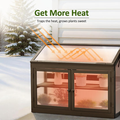 MCombo 2-Tier Wooden Cold Frame Garden Greenhouse Raised Flower Planter Shelf Bed Protection