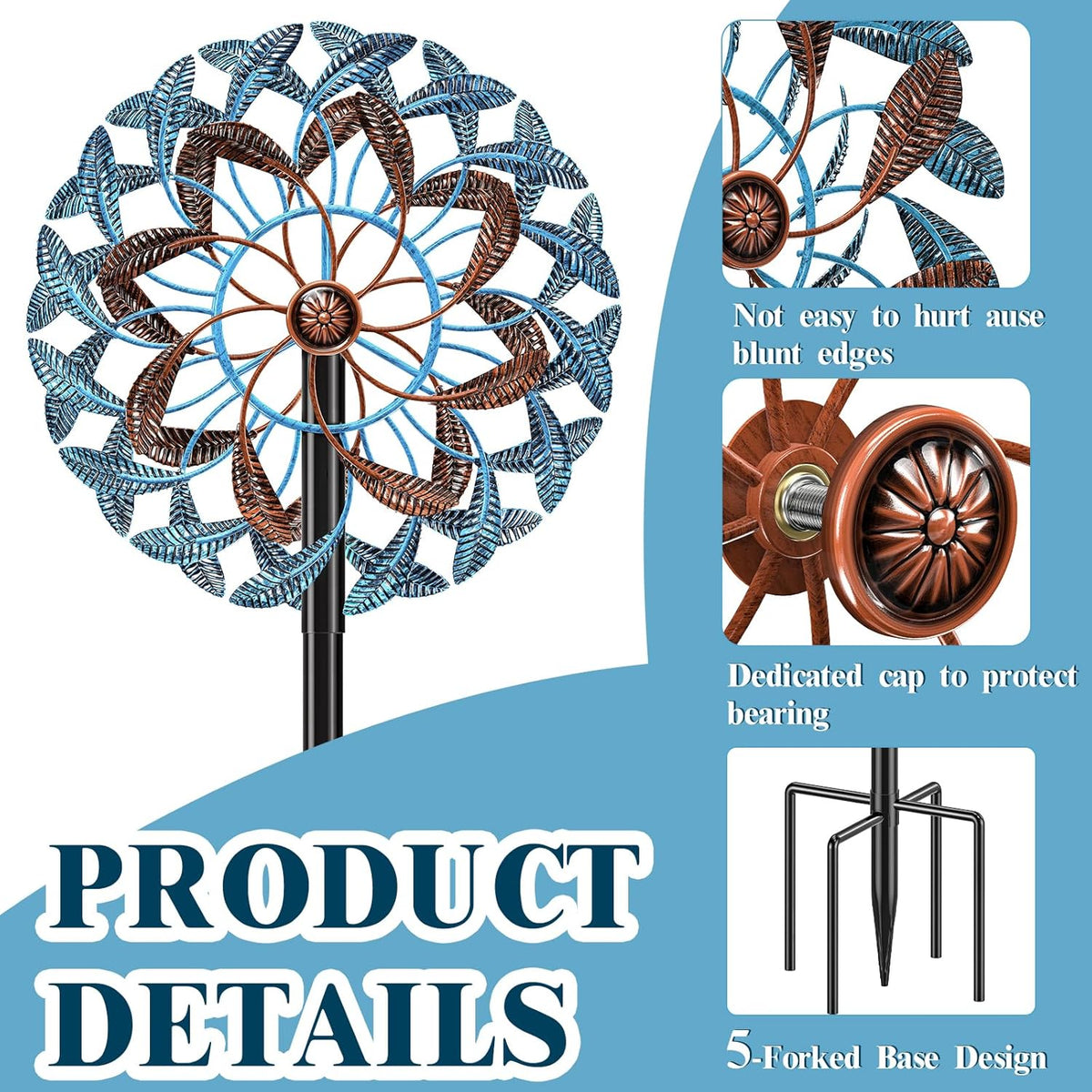 360° Wind Spinners Outdoor, Wind Sculptures Windmill with Metal Stake, Kinetic Large Metal Yard Art