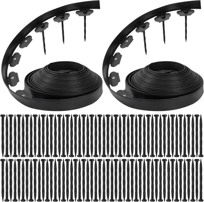 Bonviee 1.5 Inch x 66FT Garden Border Edging Kit with 100 Anchoring Spikes, Flexible Garden Edging