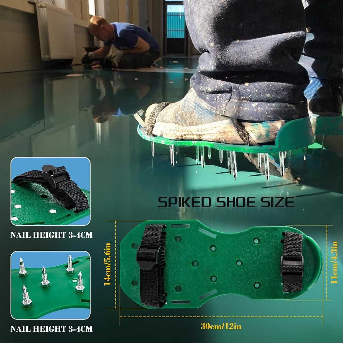 Self Leveling Concrete Tools, Spiked Roller for Self Leveling Epoxy Floor Tool Kit - Cement