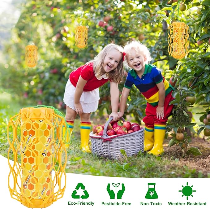 4 Pack Upgraded Wasp Trap Outdoor Hanging, Carpenter Bee and Hornet Catcher, Reusable Yellow Jacket