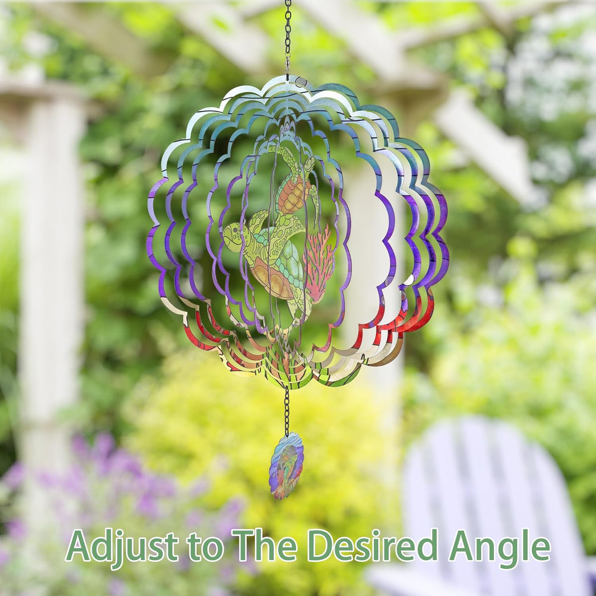 Turtle 3D Wind Spinner Kinetic Metal Art Hanging Wind Spinner Outdoor Decoration Ocean Ornaments
