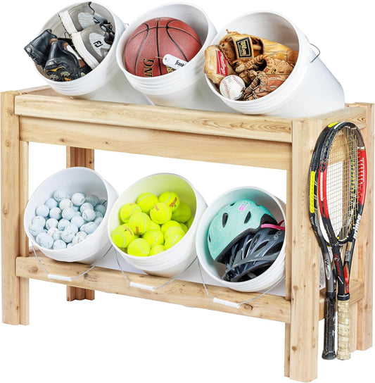 Greenes Fence Six Bucket Cedar Storage Shelves, 44 in. x 16 in. x 30 in. - Made in USA with North