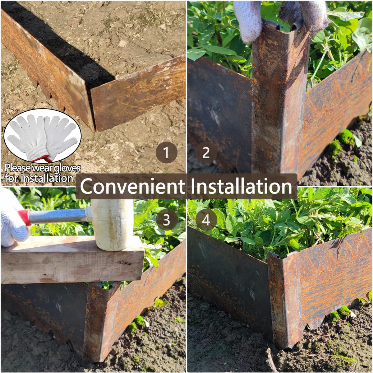 Cor-Ten Steel Landscape Edging Connector Clip with Rust Patina Finish, Pre-Rusted Cor-Ten Connector