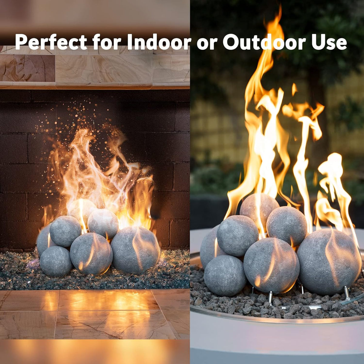 Skyflame Ceramic Balls, Set of 6 Round Fire Stones Set for Indoor and Outdoor Fire Pits or