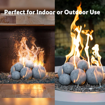 Skyflame Ceramic Balls, Set of 6 Round Fire Stones Set for Indoor and Outdoor Fire Pits or