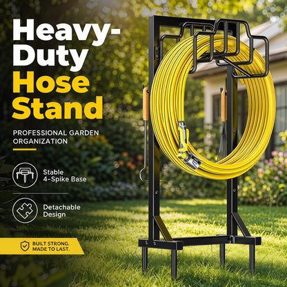 Skycarper Garden Hose Reel Holder Detachable Metal Water Hose Hanger Organizer Heavy Duty Free