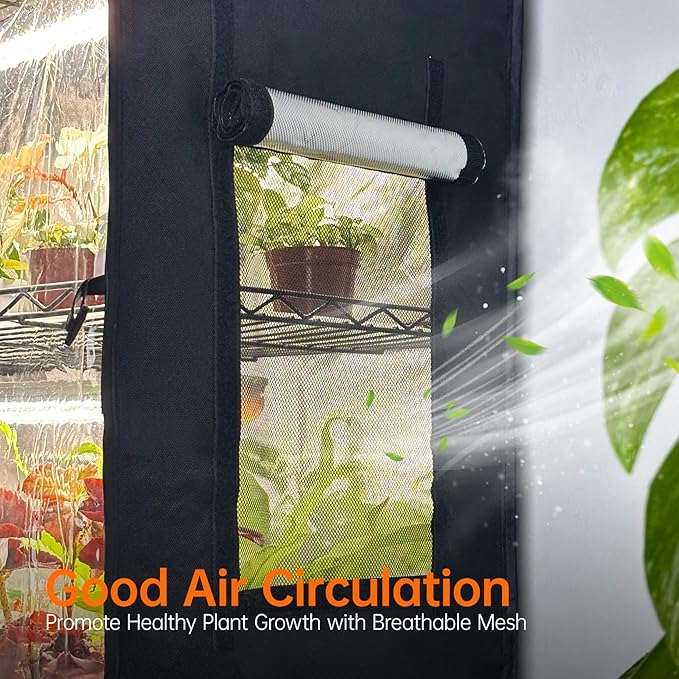 Bstrip Indoor Greenhouse with Grow Light, Plant Stand with 4 Pack 24W Full Spectrum Plant Lights