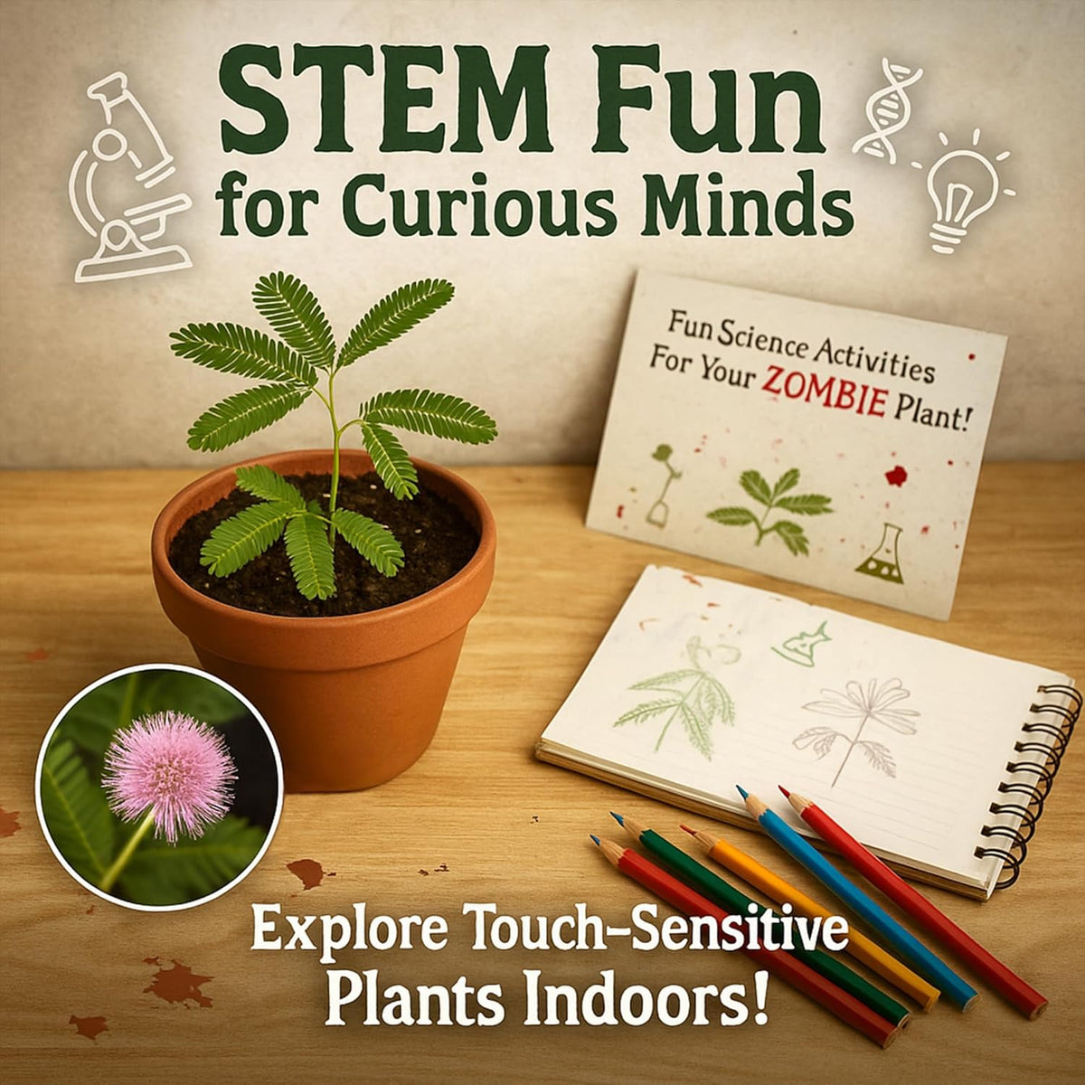 Zombie Plant Seed Packets – Grow a Live Sensitive Plant That Plays Dead When Touched! Indoor Plant