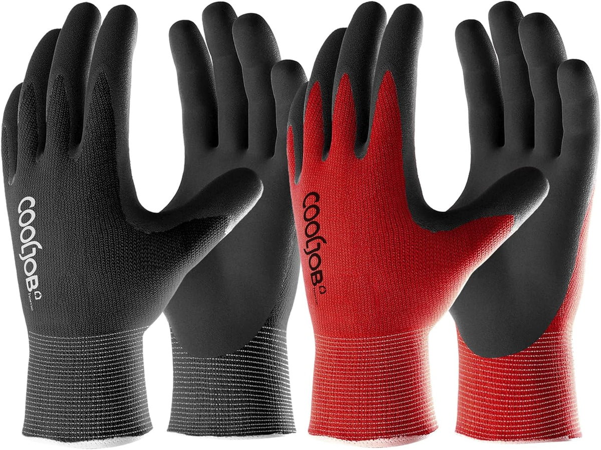 COOLJOB Gardening Gloves for Men, 6 Pairs Breathable Rubber Coated for Garden Weeding Landscaping