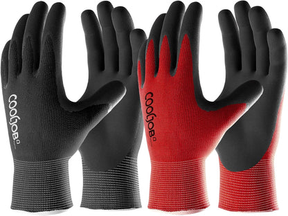 COOLJOB Gardening Gloves for Men, 6 Pairs Breathable Rubber Coated for Garden Weeding Landscaping
