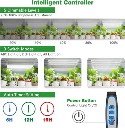Wiaxulay Grow Lights for Indoor Plants, 360 LEDs Full Spectrum Plant Grow Light, 6 Bars/16 in Grow