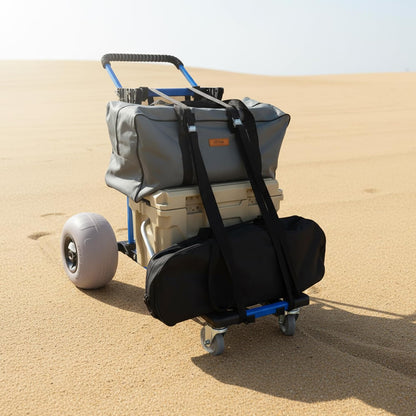 Beach Cart Foldable Fishing Trolley with 12 inch Balloon Wheels for Sand All-Terrain