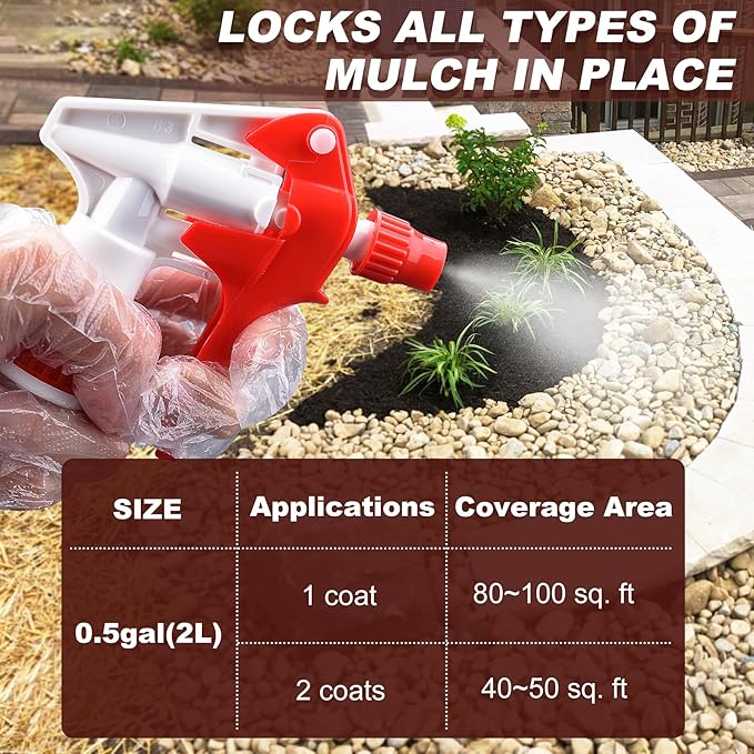 Mulch Glue - 64oz / 0.5 Gallon Landscape Adhesive Gravel Binder Glue with Applicator for