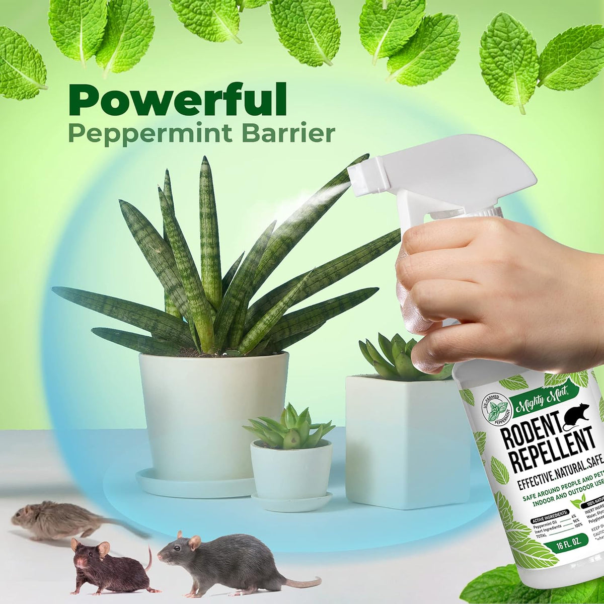 Mighty Mint Peppermint Oil Rodent Repellent Spray – Natural Indoor & Outdoor Control for Mice and