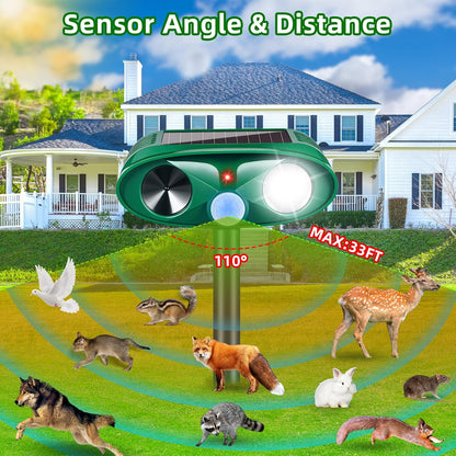 4 Pack Solar Ultrasonic Animal Repellent Outdoor Squirrel Raccoon Fortress Pro,Cat Deer Repellent