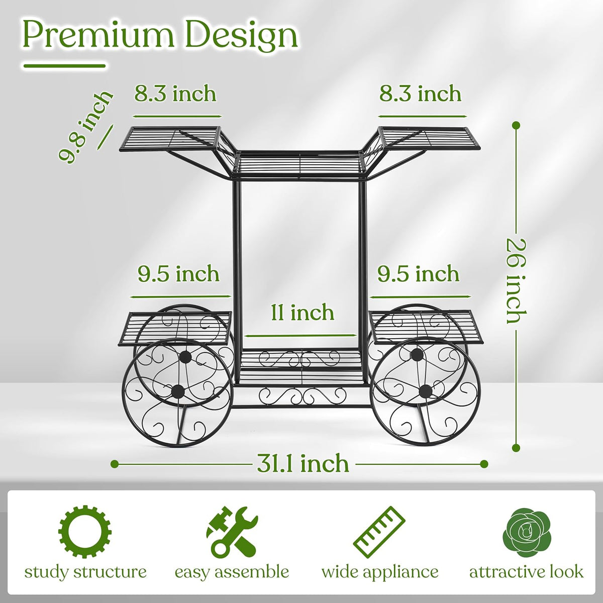 Sorbus® Garden Cart Stand & Flower Pot Plant Holder Display Rack, 6 Tiers, Parisian Style - Perfect