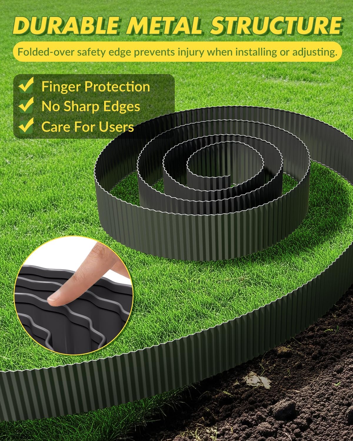 Velway Corrugated Metal Garden Edging - 6" H x 40Ft Sturdy Landscape Edging Border for Lawn, Flower