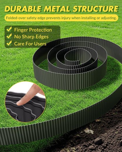 Velway Corrugated Metal Garden Edging - 6" H x 40Ft Sturdy Landscape Edging Border for Lawn, Flower