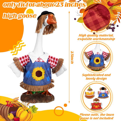 3 Set Fall Goose Outfit 23 Inch Fall Pilgrim Cement Goose Outfit Thanksgiving Scarecrow Porch Decor