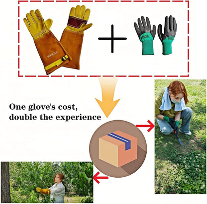 Gardening Gloves for Women/Men,Rose Pruning Long Leather Garden Gloves Thorn Proof