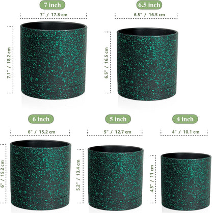 7/6.5/6/5/4 inch Plant Pots, 5 Pack Cylinder Flower Pots for Small Indoor Outdoor Plants, Plastic