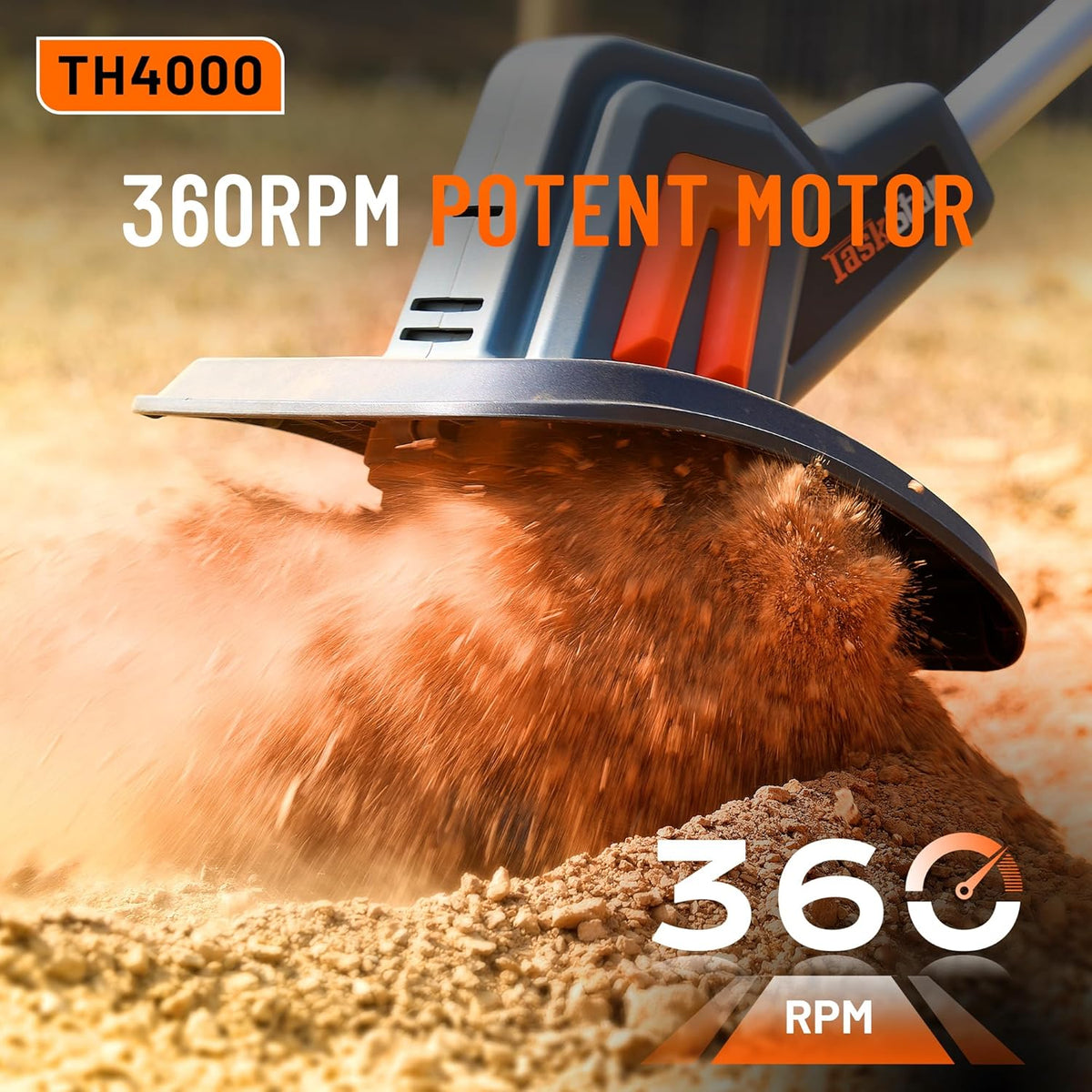 Cordless Tiller for Gardening 360 RPM Rototiller TH4000 Cultivator TaskStar Electric Garden Tiller