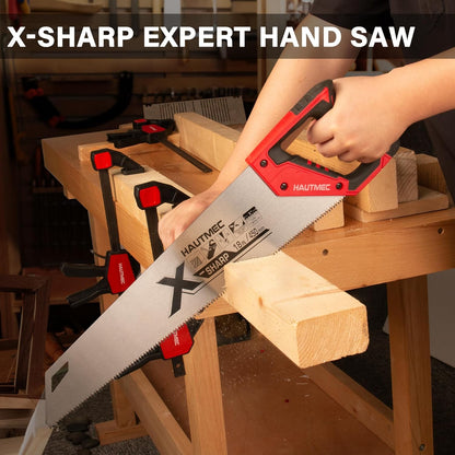 HAUTMEC 18" X-Sharp Pro Hand Saw for Speed and Quality Cuts, Universal Handsaw with 7 TPI /8PPI