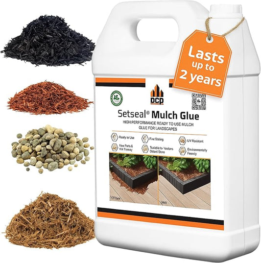 DCP Setseal Mulch Glue for Landscaping 1 Gallon - Gravel Stabilizer & Rock Glue - Works with Mulch