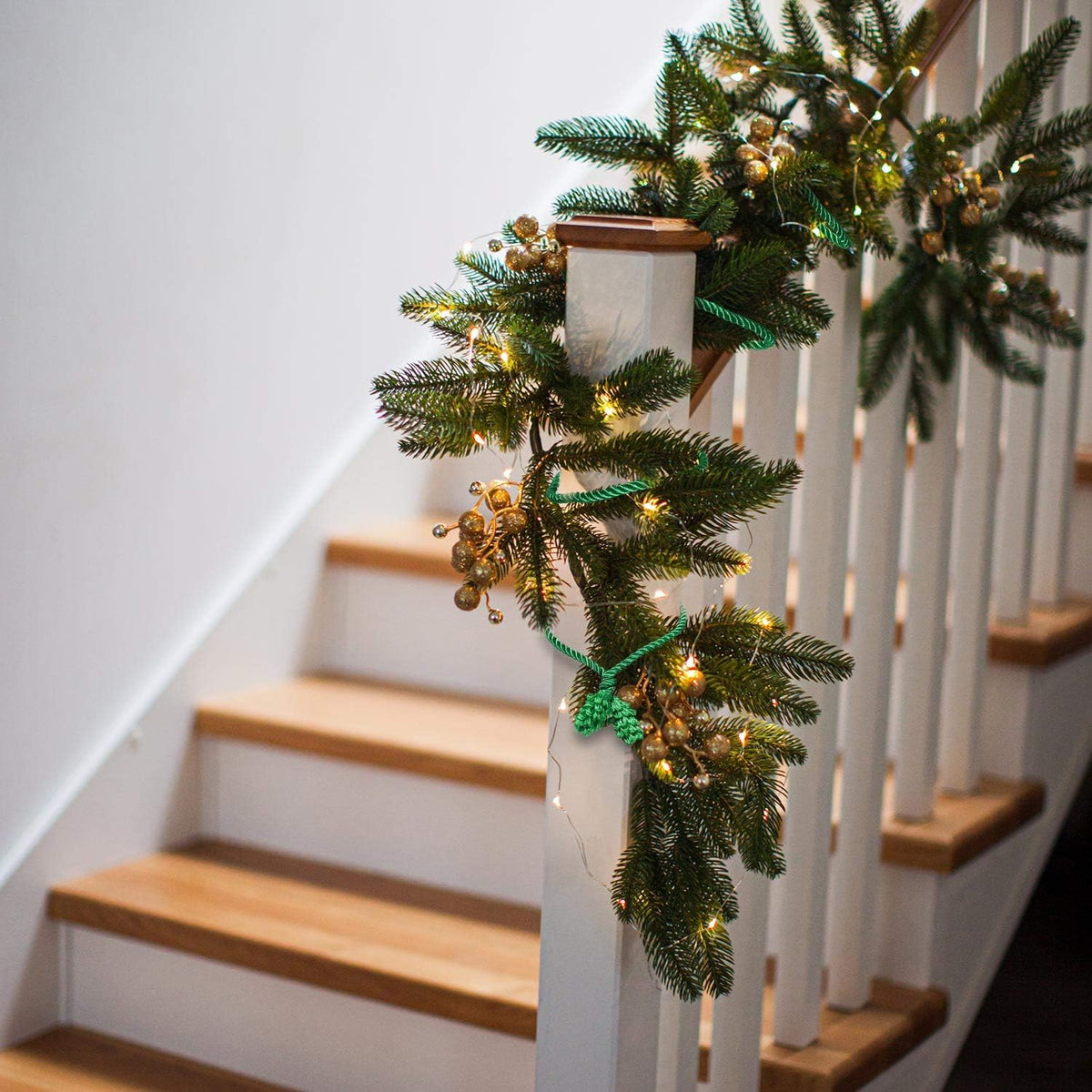 Shappy 12 Pieces Christmas Garland Banister Ties Christmas Decorative Reusable and Flexible Twist