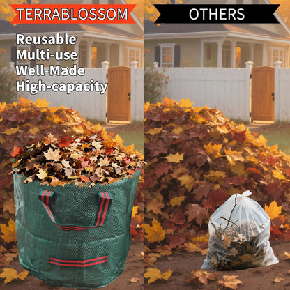 Yard Waste Bags 2 Pack 16 Gallon/72 Gallon Reusable Heavy Duty Leaf & Lawn Bags with 2 Handles for
