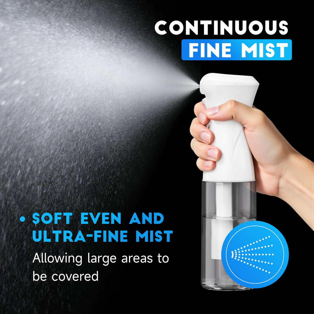 3 Pack Continuous Spray Bottle for Hair, 6.8 OZ Ultra Fine Mister Sprayer