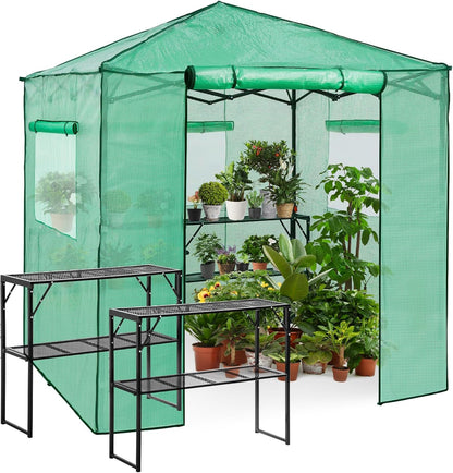 EAGLE PEAK 7x7 Pop up Greenhouse Portable Walk-in Outdoor Gardening Green House with 2 Foldable